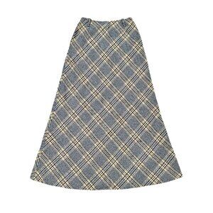 Summit of Boston VTG 70s Wool Plaid Long Maxi Skirt USA Size 24" Waist Academia